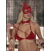 Censan Kırmızı Maskeli Deri 3'lü Harness Set Takım + İç Çamaşır Takımı